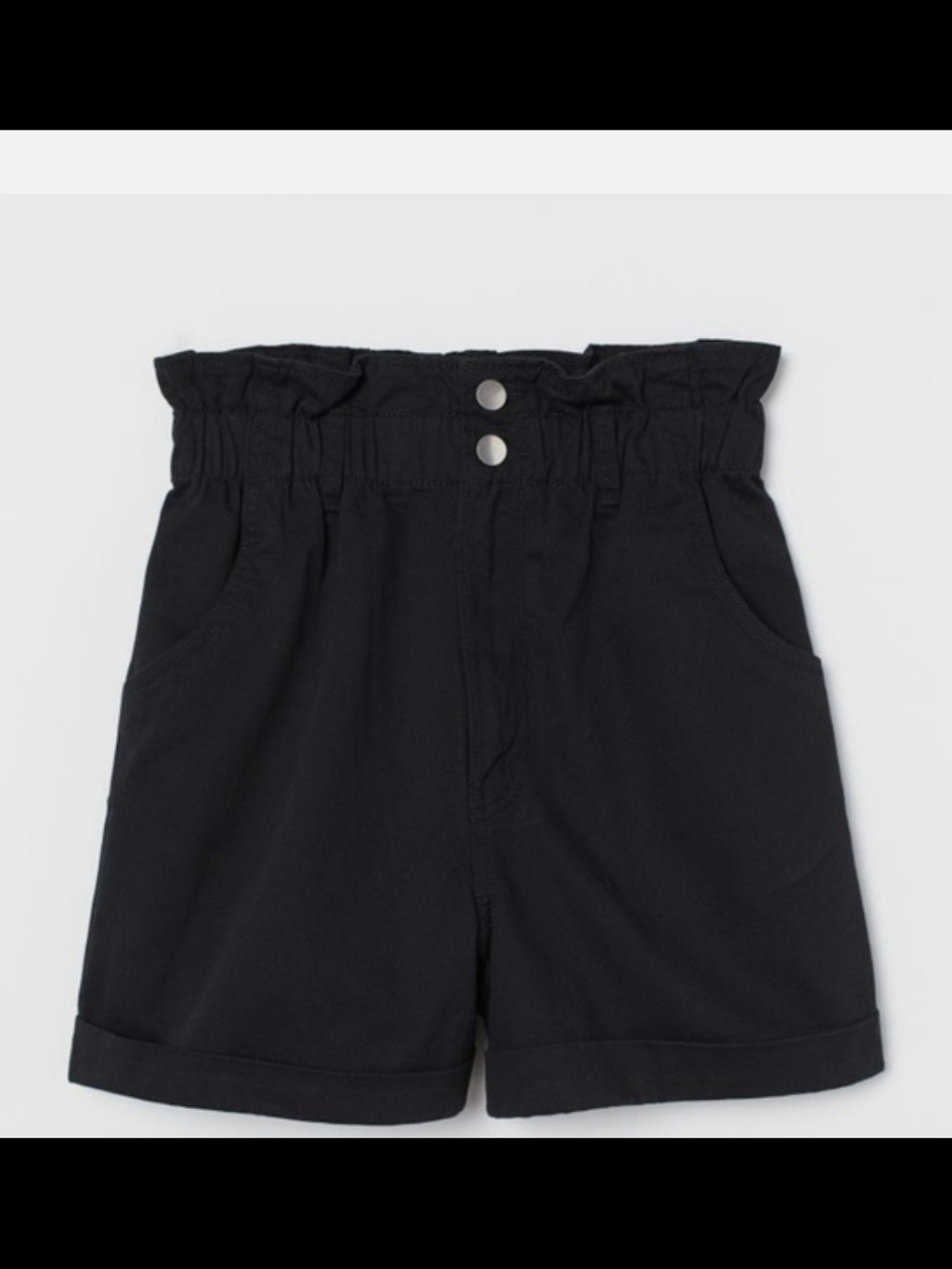 H&M Black High-Waist Paperbag Shorts